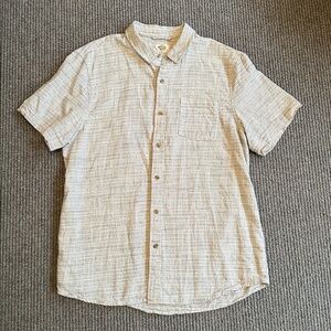 Marine Layer Striped Selvage Button-Up SS Shirt, white & blue striped, Size M/L